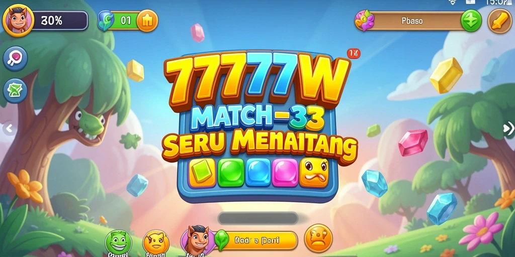 Screenshot utama 7777W menampilkan gameplay seru Match-3.