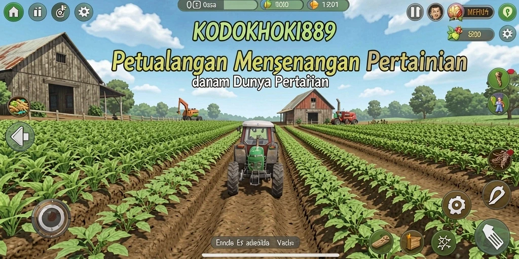 Tangkapan layar gameplay <strong>KODOKHOKI889</strong> menunjukkan aksi seru bertani dan merawat ladang.