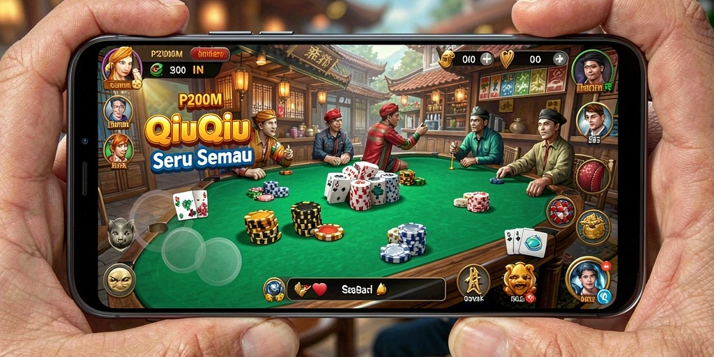 Screenshot gameplay P200M menampilkan suasana seru permainan QiuQiu.