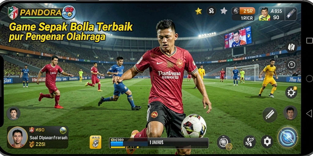 Tangkapan layar PANDORA88 yang menunjukkan aksi seru di lapangan sepak bola.