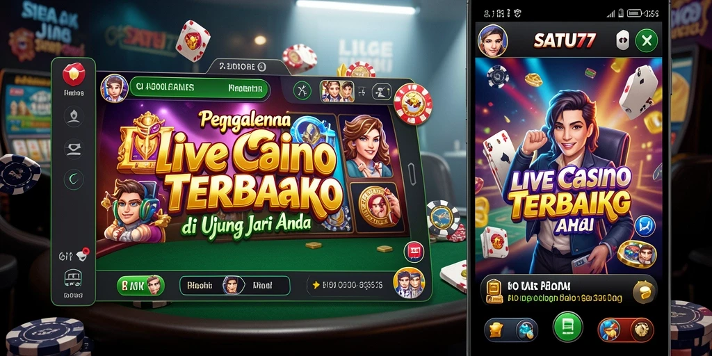 Screenshot utama SATU77 menampilkan dealer dan pemain dalam suasana Live Casino.