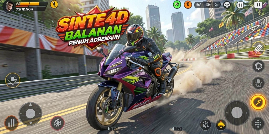 Menampilkan aksi seru balapan motor di SINTE4D.