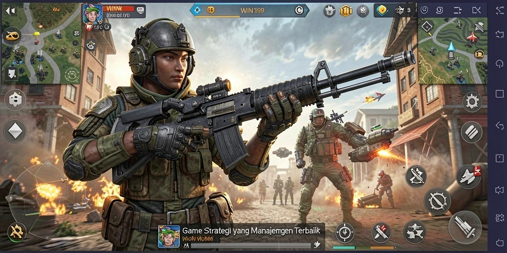 Screenshot gameplay <strong>WIN199</strong> menampilkan pertempuran strategis yang mendebarkan.
